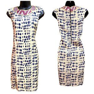 Anthropologie Vineet Bahl Embroidered Neckline Print Sleeveless Sheath Dress XS